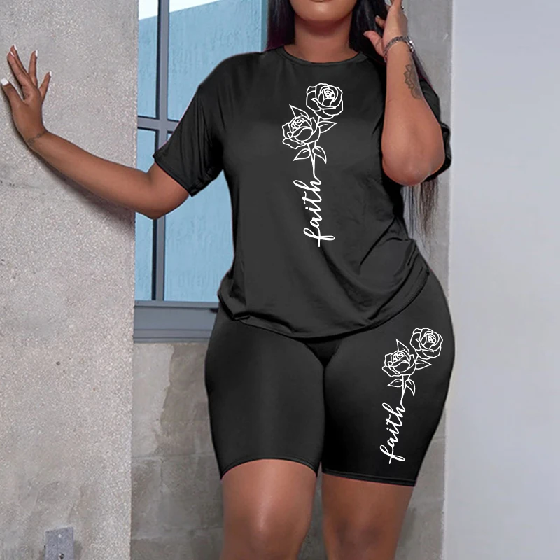 Home Gym Outfit - Damski dres z nadrukiem Faith Letter,